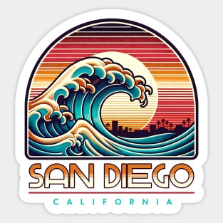 San Diego California Vintage Sunset Sticker